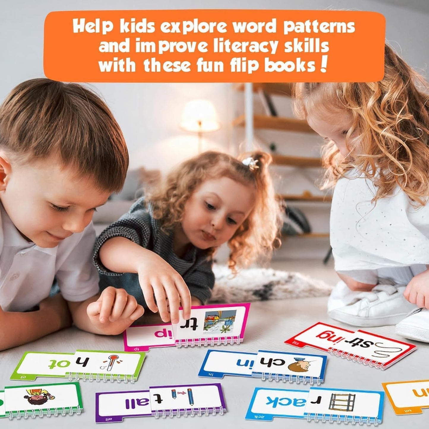 Read & Rhyme Flip Books – 30 Phonics & Vocabulary Learning Cards - Zghartoys