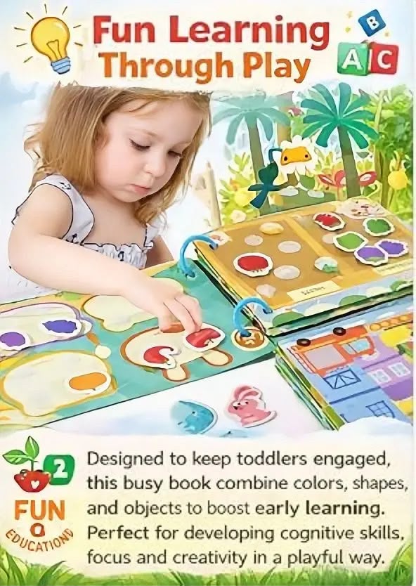Toddler Busy Book – Activity Binder for Kids 2+ Years - Zghartoys