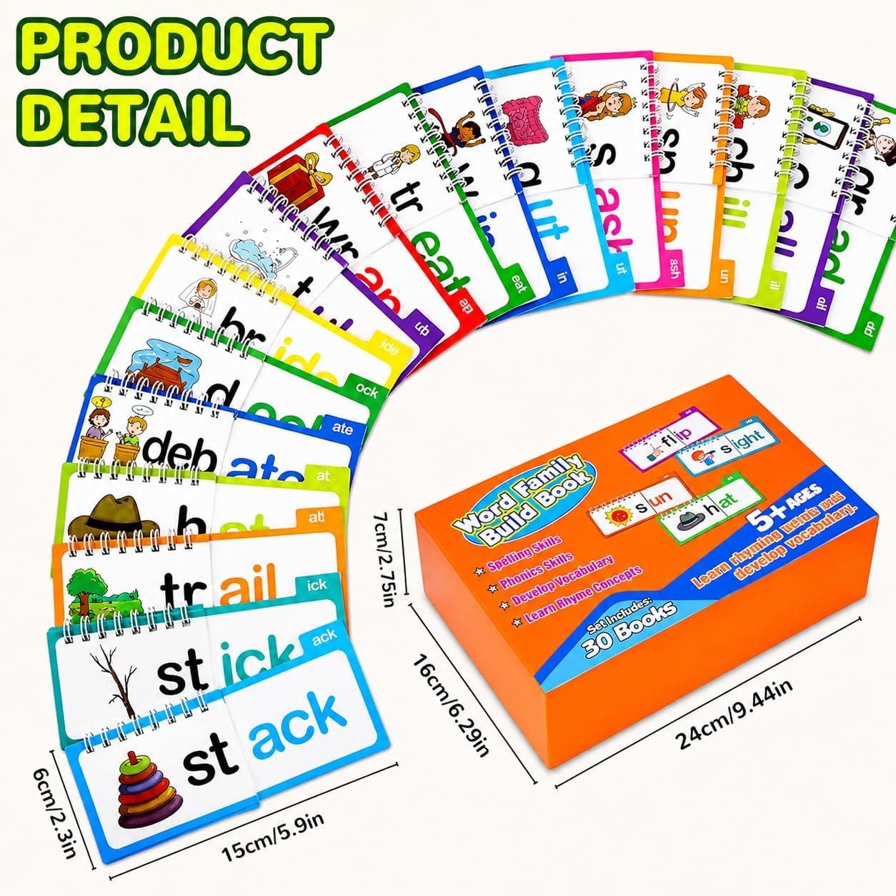 Read & Rhyme Flip Books – 30 Phonics & Vocabulary Learning Cards - Zghartoys