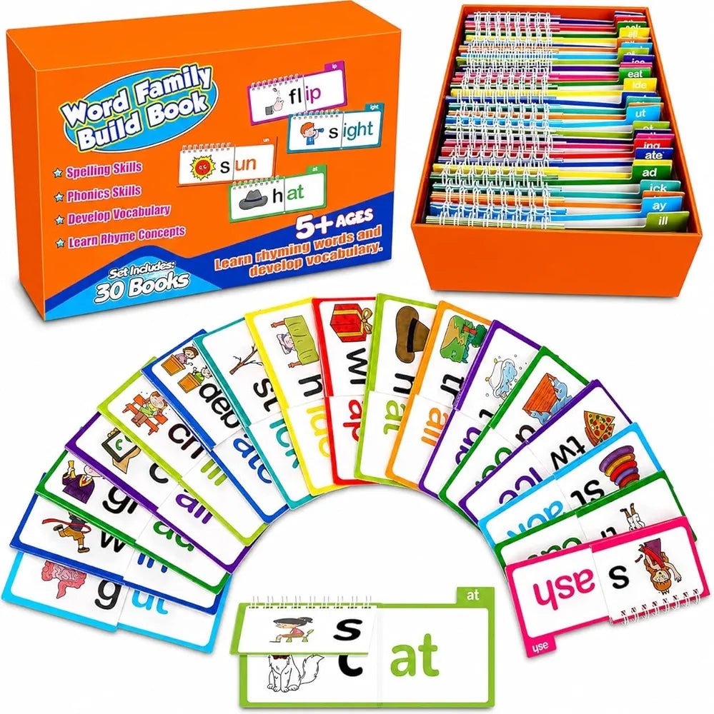 Read & Rhyme Flip Books – 30 Phonics & Vocabulary Learning Cards - Zghartoys