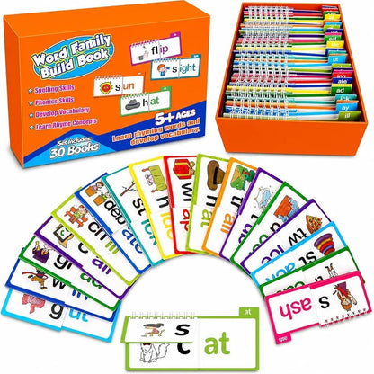Read & Rhyme Flip Books – 30 Phonics & Vocabulary Learning Cards - Zghartoys