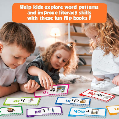Read & Rhyme Flip Books – 30 Phonics & Vocabulary Learning Cards - Zghartoys