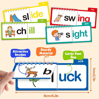 Read & Rhyme Flip Books – 30 Phonics & Vocabulary Learning Cards - Zghartoys